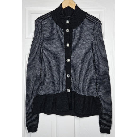 Club Monaco Sweaters - Club Monaco 100% Merino Wool Button Front Cardigan Women M Heavy Knit Peplum Hem
